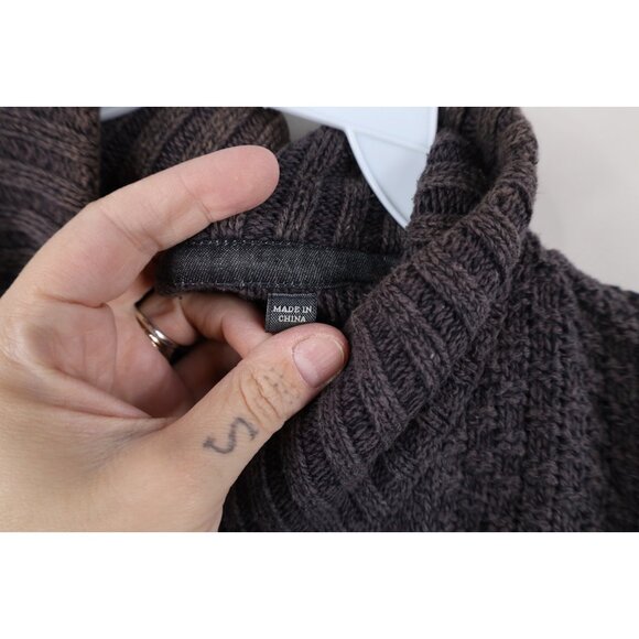 Buckle BKE Mens 2XL Thrashed Chunky Fisherman Cable Knit Henley Sweater Gray - Picture 11 of 16